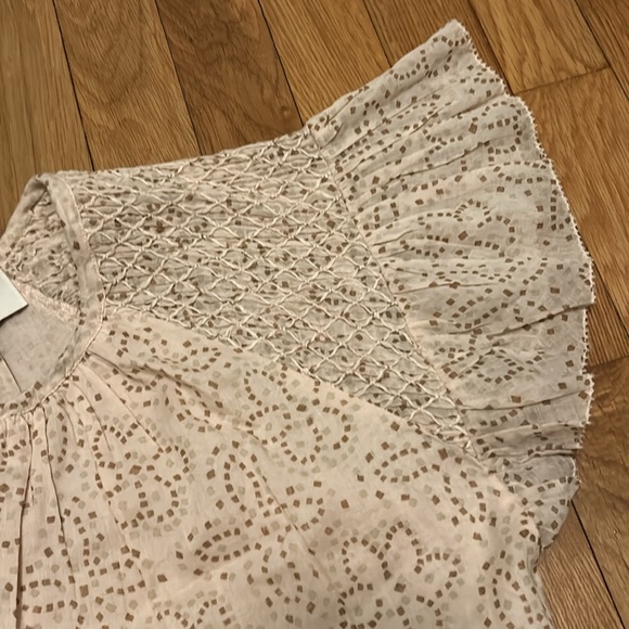 Cleobella Saga romper floral flutter sleeve tie belt jumpsuit in Geo blush Small - Picture 10 of 16